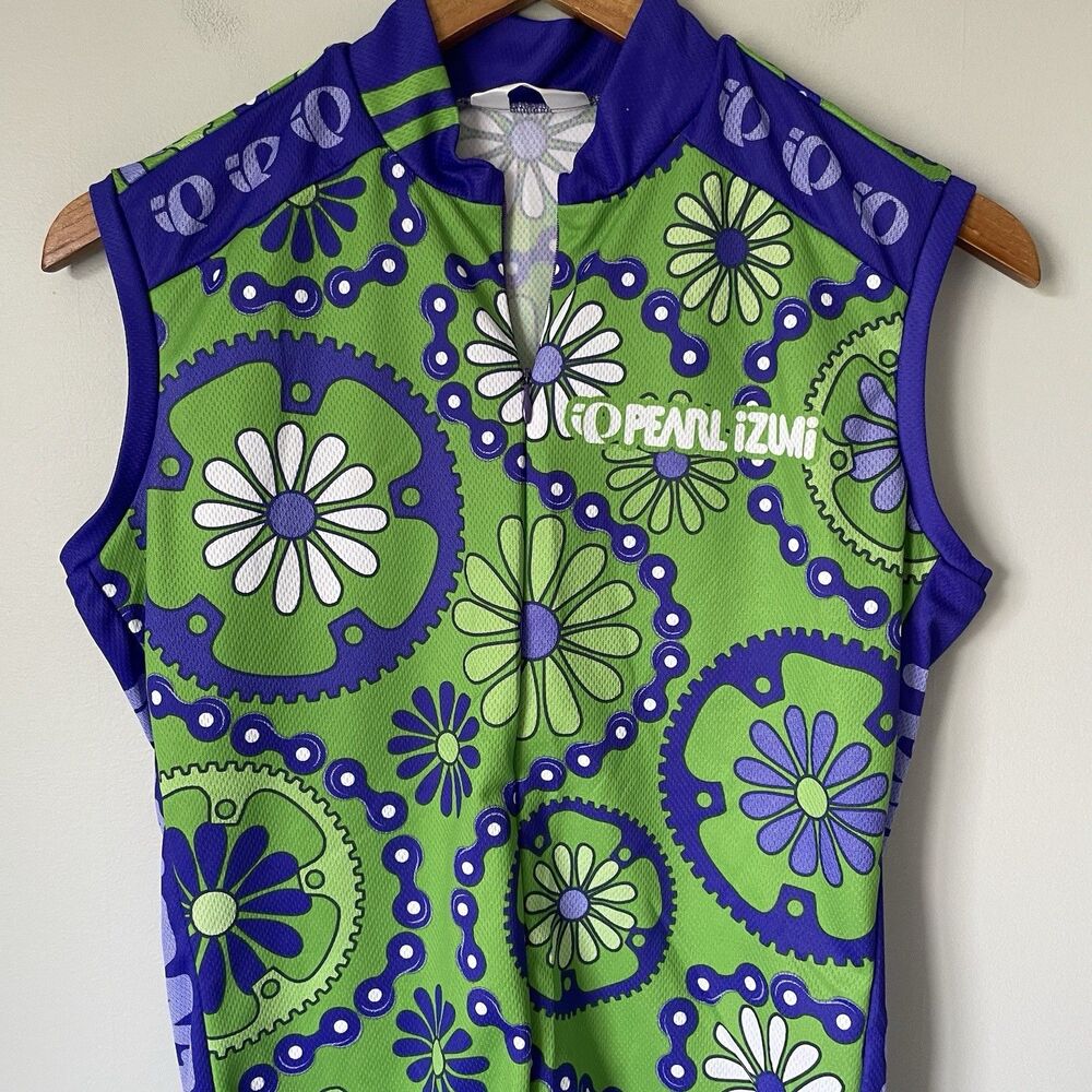 Pearl Izumi Cycling Bike Jersey Floral Print Green Made In USA Women's Size Med - Picture 3 of 9
